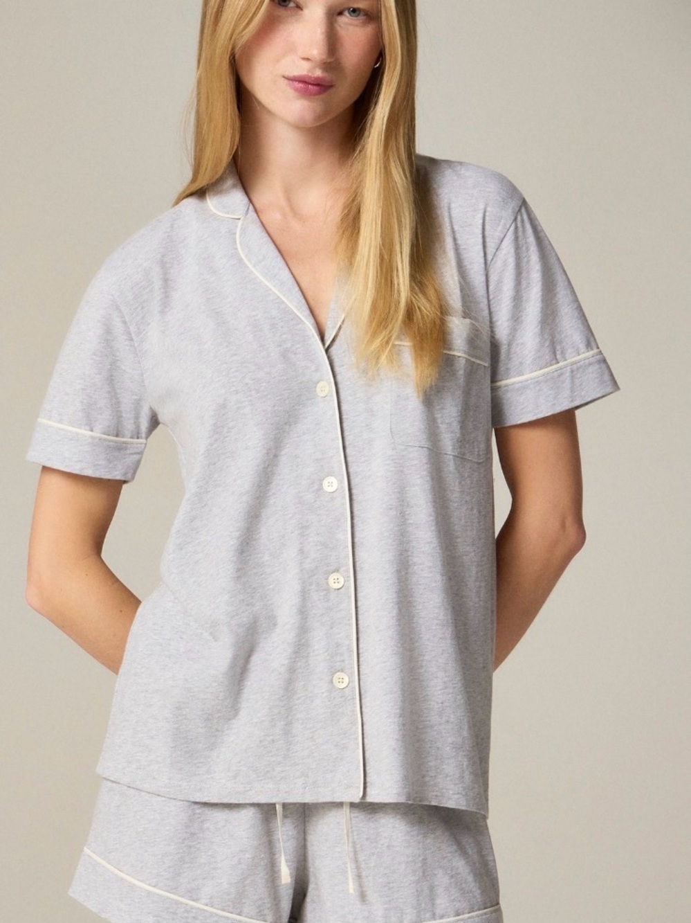 J. Crew Dreamy Cotton Gray Women's Short Sleeve Pajama Set XS NWT